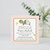 少女用おむつベビーシャワー招待状のカメ 招待状 (スタンド正面)