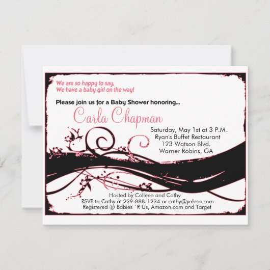 少女用ベビーシャワー招待状 招待状 (正面)