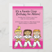 少女空手をテーマにしたバースデーパーティ招待状 招待状 (正面)