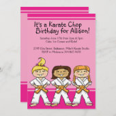 少女空手をテーマにしたバースデーパーティ招待状 招待状 (正面/裏面)