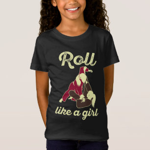 少女転がのようにブラジルのジウ・ジツBJ Tシャツ
