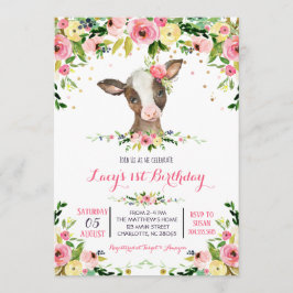 少女農園の牛の誕生日の招待状 招待状