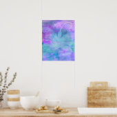 少女 パステル 水彩 紫 ティール ブルー ピンク ポスター (キッチン)