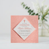 少女 確認 ピンク ローズ ゴールド マーブル クロス 招待状 (スタンド正面)