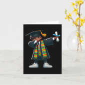 少年おもしろい卒業生Dabbing Black Histo カード (黄色い花)