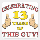 少年おもしろい向け13誕生日 スクエアシール (正面)