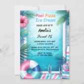 少年おもしろい10代のアダルトプールパーティースウィート16誕生日 招待状 (正面)