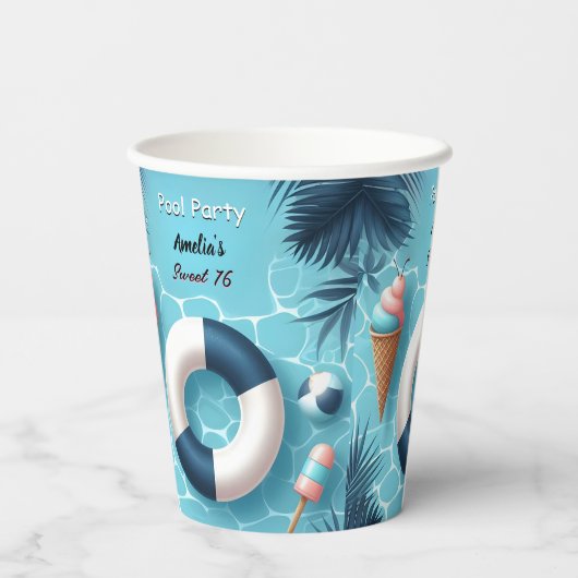 少年おもしろい10代のアダルトプールパーティースウィート16誕生日 紙コップ (裏面)