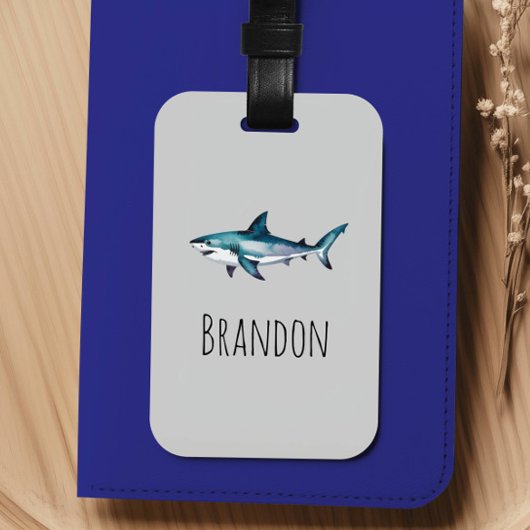 少年かわいいサメの子供 ラゲッジタグ