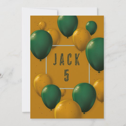 少年かわいいモダン金ゴールドテーマキッズフィフス誕生日パート 招待状 (裏面)