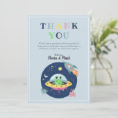 少年かわいい宇宙エイリアンロケット船ベイビーシャワー サンキューカード (スタンド正面)