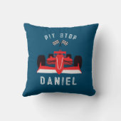 少年かわいい赤いレーシングカー クッション (裏面)