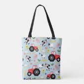 少年かわいい農場動物のパターンと名前の子ども トートバッグ (裏面)