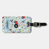 少年かわいい農場動物のパターン名キッズ ラゲッジタグ (正面横)