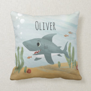 少年かわいい青い海サメの子供 クッション