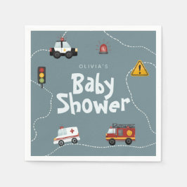 少年かわいい青い警察の赤ちゃんシャワー スタンダードカクテルナプキン