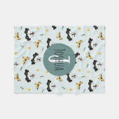 少年かわいい青い警察の車のパターン フリースブランケット (正面(横))