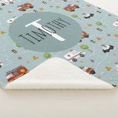 少年かわいい青い輸送パターンキッズ シェルパブランケット (3/4)