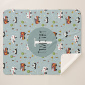 少年かわいい青い輸送パターンキッズ シェルパブランケット (正面(横))