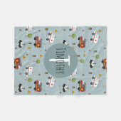 少年かわいい青い輸送パターンキッズ フリースブランケット (正面(横))