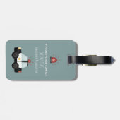 少年かわいい青い輸送パターンキッズ ラゲッジタグ (裏面横)