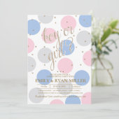 少年か少女か？ピンクとブルーのベビー性別リビールパーティー 招待状 (スタンド正面)