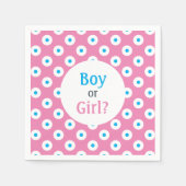 少年か少女か?ピンク色のポルカドットの性別の表示に青 スタンダードカクテルナプキン (正面)