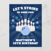 少年がおもしろいボーリング誕生会を開く インビテーションポストカード (正面)