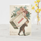 少年が描いた忘れな草の暦 カード (黄色い花)