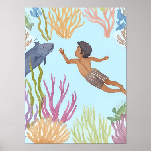 少年が無料でダイビングをカリブのする ポスター (正面)