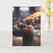 少年が燃えるこうもりを振る カード (黄色い花)