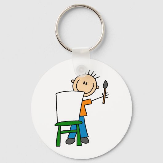 少年が絵を描く キーホルダー (正面)