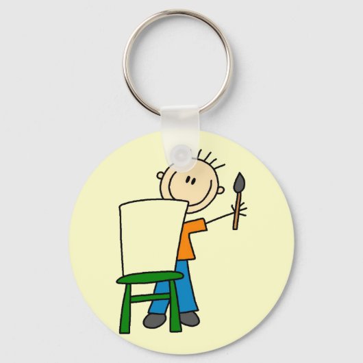 少年が絵を描く キーホルダー (正面)
