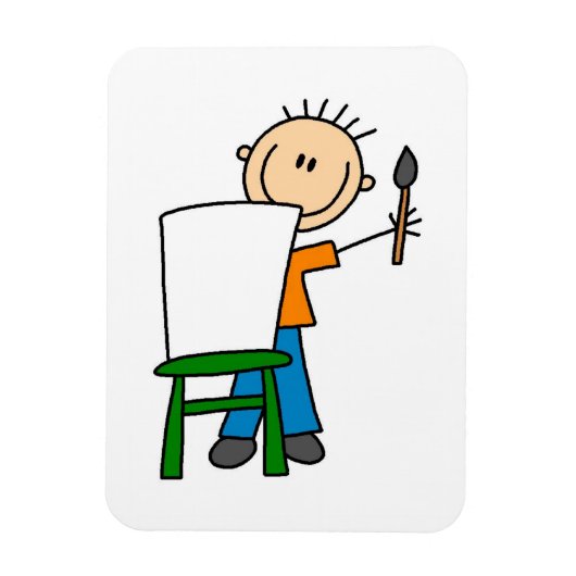 少年が絵を描く マグネット (縦)