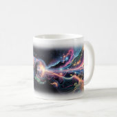 少年が輝くデジタル宇宙に足を踏み入れるマグカップ コーヒーマグカップ (正面右)