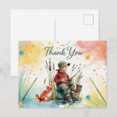 少年が釣りをしている感謝カード ポストカード (正面/裏面)