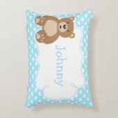 少年くまのぬいぐるみとハート アクセントクッション (正面(垂直))