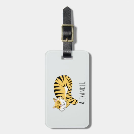 少年たちがかわいいジャングルタイガーと子どもたちの名前を挙げる ラゲッジタグ (正面縦)