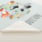 少年たちがかわいい森の動物たちアナグマとキツネネームキッズ シェルパブランケット (3/4)