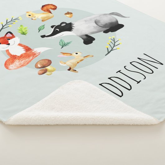 少年たちがかわいい森の動物たちアナグマとキツネネームキッズ シェルパブランケット (3/4)