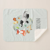 少年たちがかわいい森の動物たちアナグマとキツネネームキッズ シェルパブランケット (正面(横))