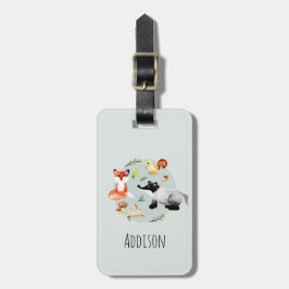 少年たちがかわいい水彩の森の動物たちが子どもたちに ラゲッジタグ