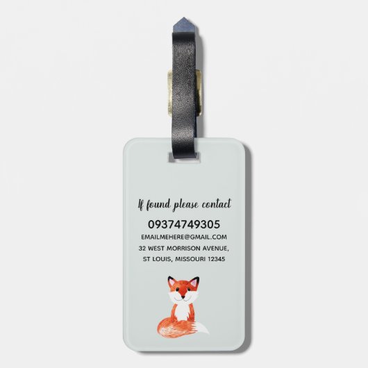 少年たちがかわいい水彩の森の動物たちが子どもたちに ラゲッジタグ (裏面縦)