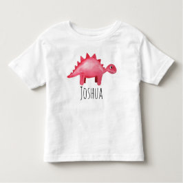少年たちがかわいい赤い水彩恐竜と子どもの名前を挙げる トドラーTシャツ