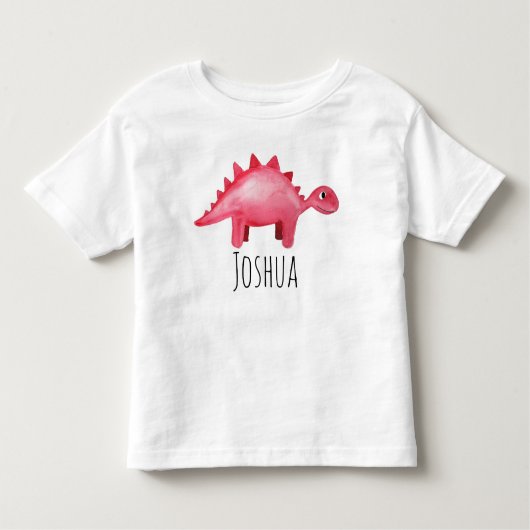 少年たちがかわいい赤い水彩恐竜と子どもの名前を挙げる トドラーTシャツ (正面)