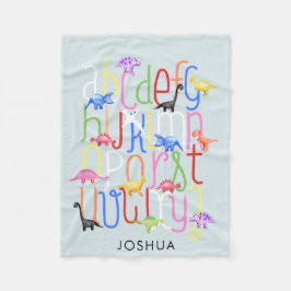 少年たちがかわいい青い水彩恐竜アルファベットの子どもたち フリースブランケット