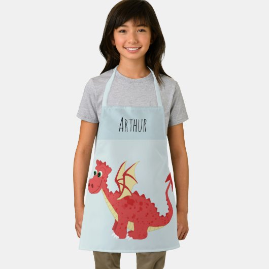 少年たちがかわいい魔法の赤いウェルシュ·ドラゴンキッズ エプロン (インサイチュ)
