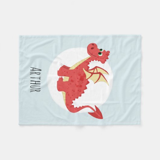 少年たちがキッズという名前の赤いウェルシュ·ドラゴン漫画を描く フリースブランケット (正面(横))