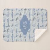 少年たちが子どものパターンを描く青いサファリ動物 シェルパブランケット (正面(横))