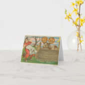 「少年たちと牛のハロウィン ヴィンテージ」 カード (黄色い花)